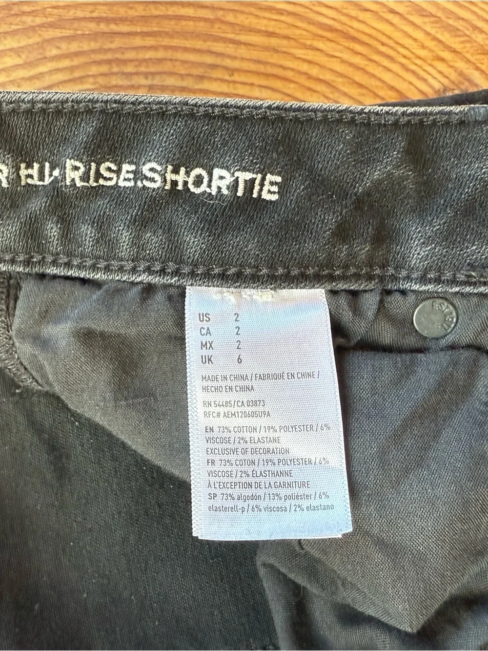 American Eagle Black Hi-Rise Shortie Super Stretch Jean Shorts - Size 2